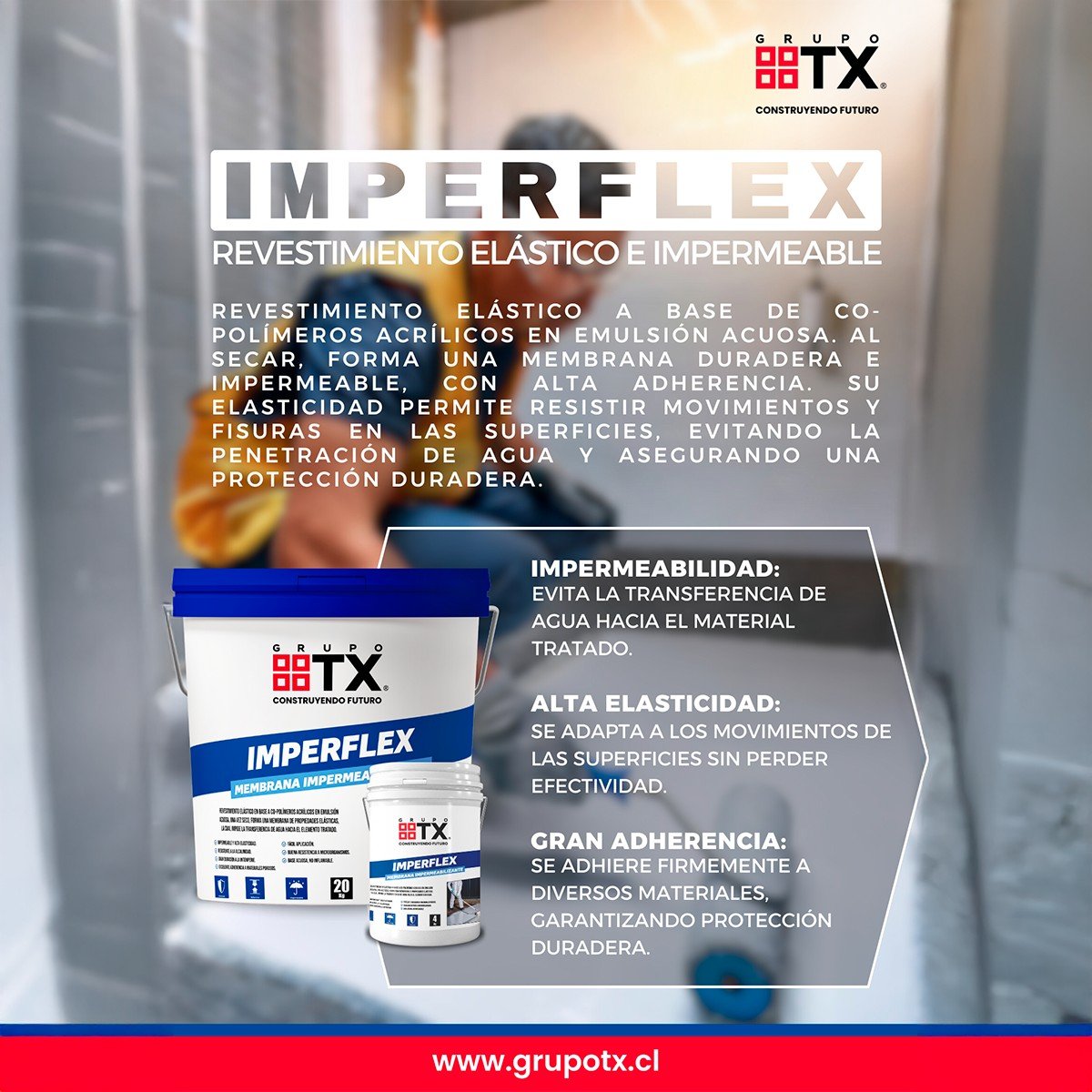 Membrana Impermeabilizante Imperflex de 20kg Blanco - Imagen 2